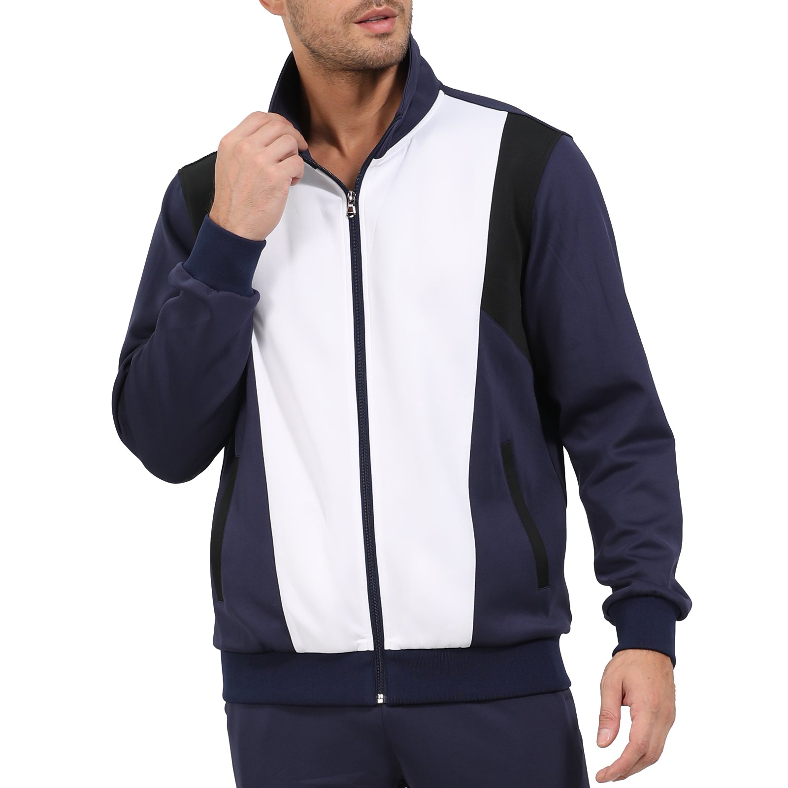 CRYSULLY Mens Tracksuit Full Zip Casual Sports Jogging Sets Gym Sweat Suits